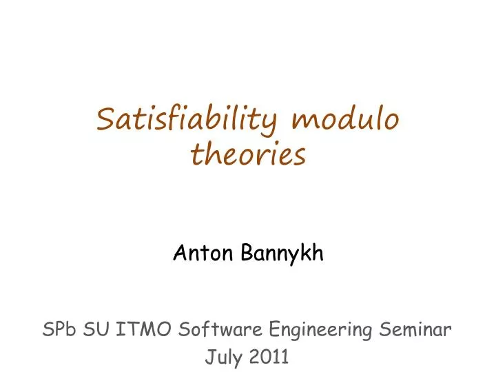 satisfiability modulo theories