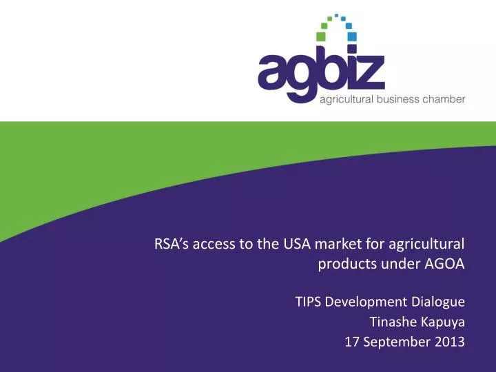 rsa s access to the usa market for agricultural products under agoa