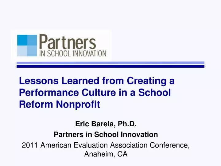 lessons learned from creating a performance culture in a school reform nonprofit