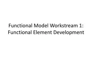 Functional Model Workstream 1: Functional Element Development