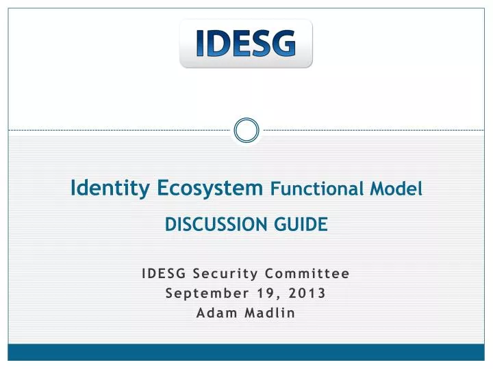 identity ecosystem functional model discussion guide