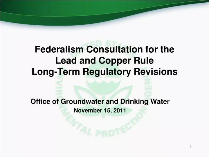 federalism consultation for the lead and copper rule long term regulatory revisions
