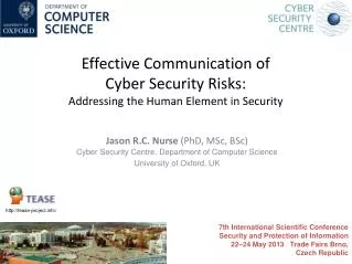 Effective Communication of Cyber Security Risks: Addressing the Human Element in Security