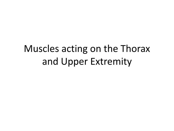 muscles acting on the thorax and upper extremity