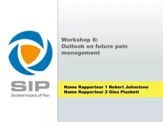 Workshop 6: Outlook on future pain management