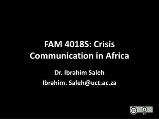 FAM 4018S: Crisis Communication in Africa