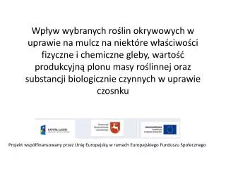 Projekt współfinansowany przez Unię Europejską w ramach Europejskiego Funduszu Społecznego