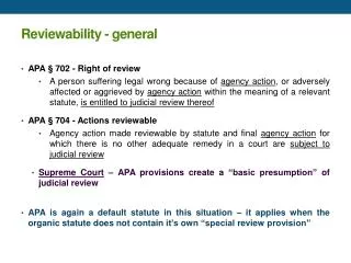 Reviewability - general