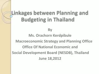 Linkages between Planning and Budgeting in Thailand