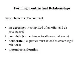 Forming Contractual Relationships
