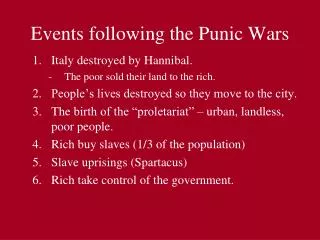 Events following the Punic Wars