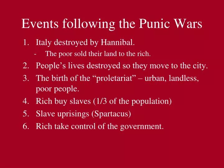 events following the punic wars