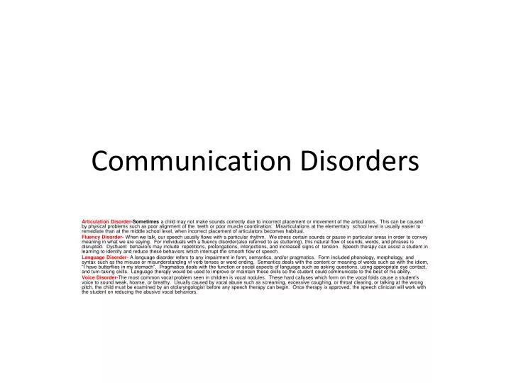 communication disorders