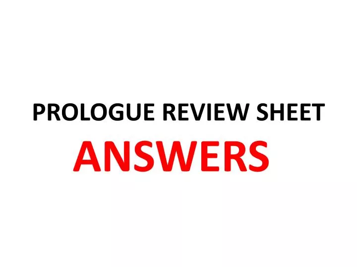 prologue review sheet