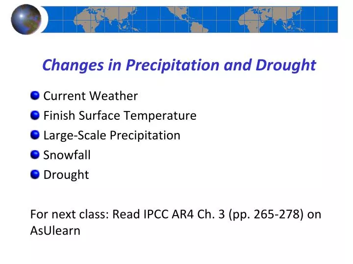 changes in precipitation and drought
