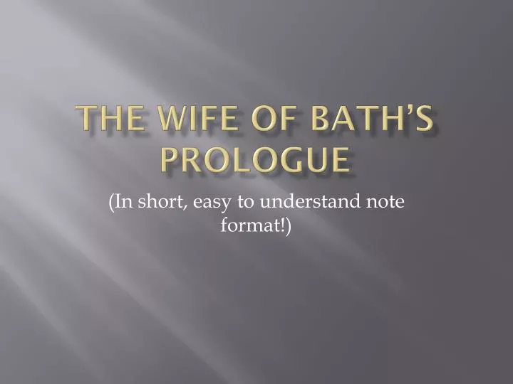 the wife of bath s prologue