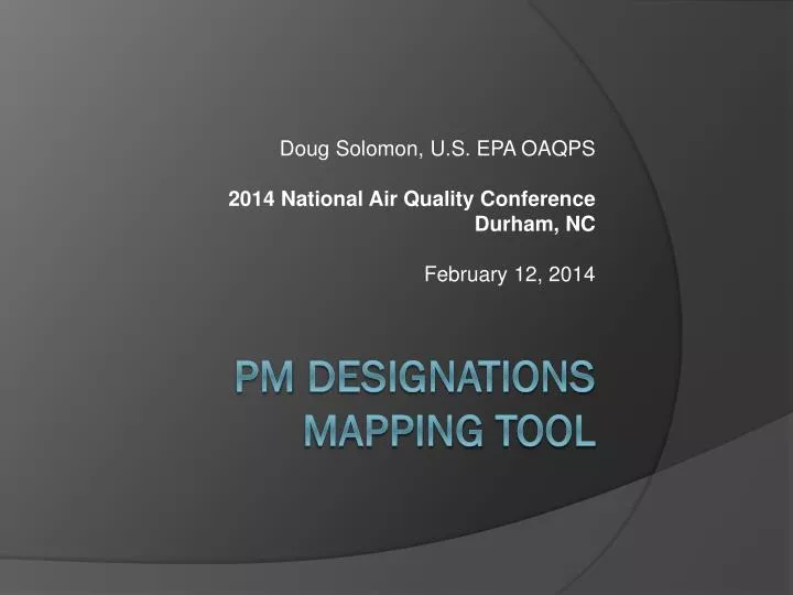 doug solomon u s epa oaqps 2014 national air quality conference durham nc february 12 2014
