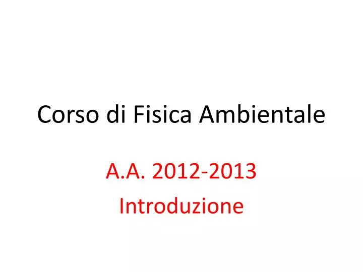 corso di fisica ambientale