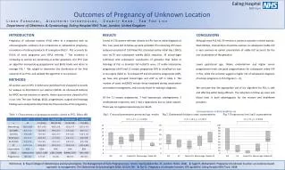Ealing Hospital 	NHS Trust	 Outcomes of Pregnancy of Unknown Location