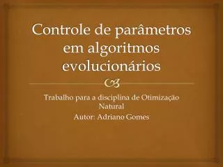 controle de par metros em algoritmos evolucion rios