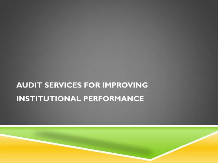 audit services for improving institutional performance
