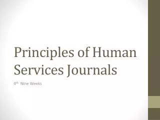 Principles of Human Services Journals