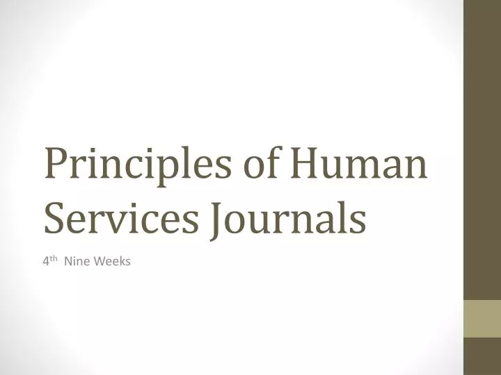 principles of human services journals