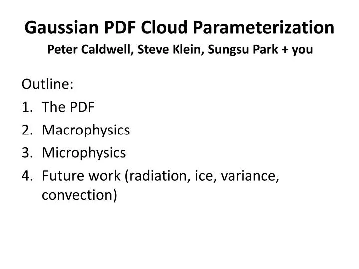 gaussian pdf cloud parameterization