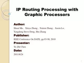 IP Routing Processing with Graphic Processors