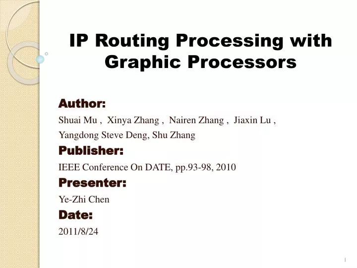 ip routing processing with graphic processors