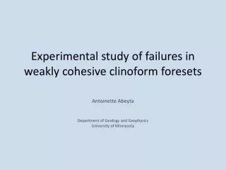 Experimental study of failures in weakly cohesive clinoform foresets