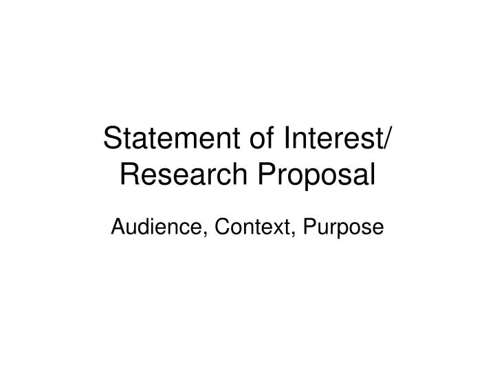 statement of interest research proposal