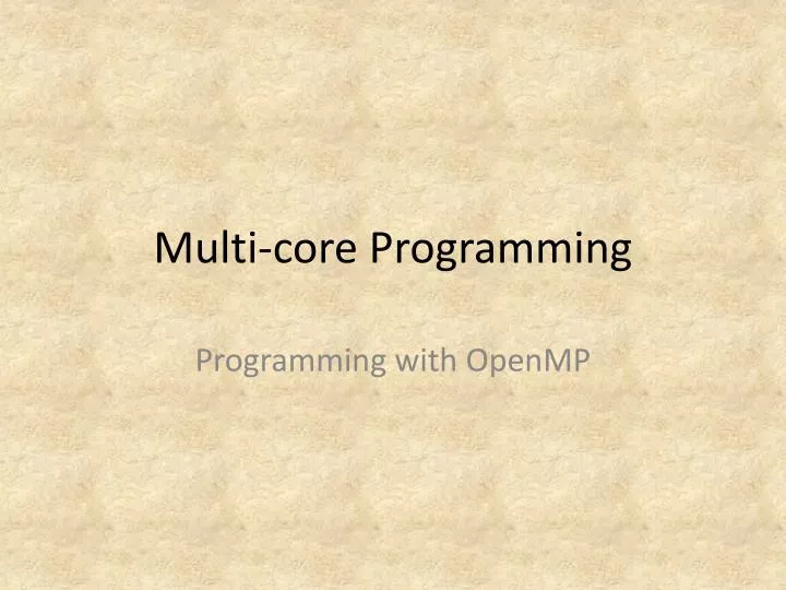 multi core programming