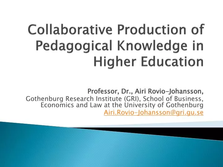 collaborative production of pedagogical knowledge in higher education