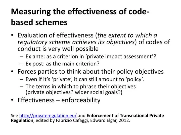 measuring the effectiveness of code based schemes