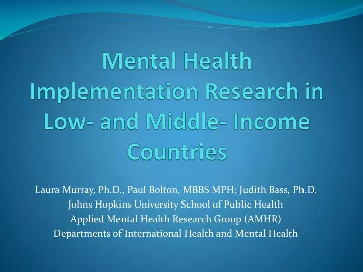 mental health implementation research in low and middle income countries