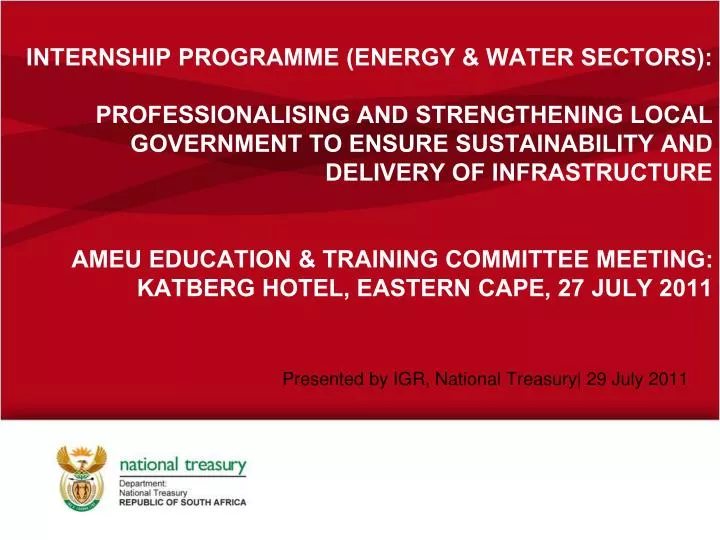 presented by igr national treasury 29 july 2011