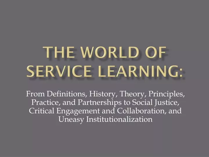 the world of service learning