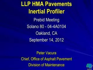 LLP HMA Pavements Inertial Profiler