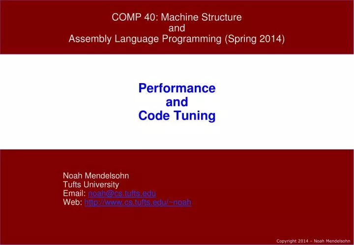 performance and code tuning