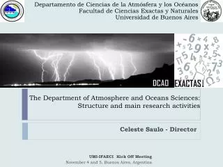 The Department of Atmosphere and Oceans Sciences: Structure and main research activities