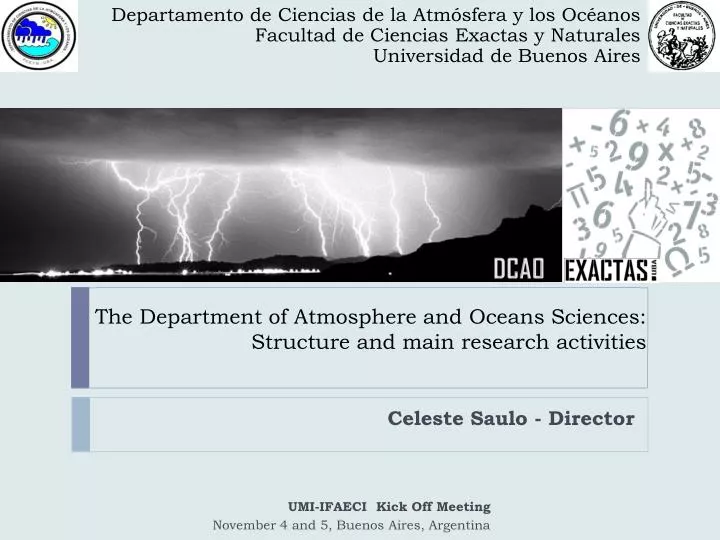 the department of atmosphere and oceans sciences structure and main research activities