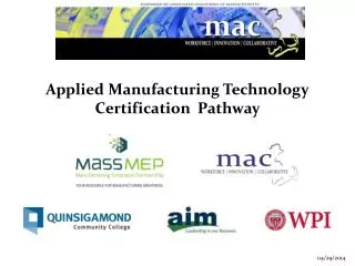 Applied Manufacturing Technology Certification Pathway