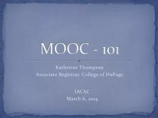 MOOC - 101