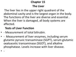 Chapter 15 The Liver