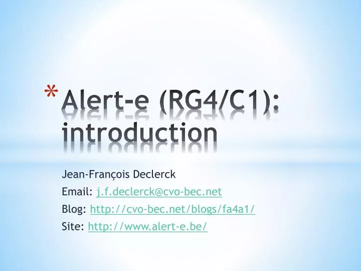 alert e rg4 c1 introduction