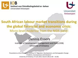 Dennis Essers Institute of Development Management and Policy (IOB) University of Antwerp
