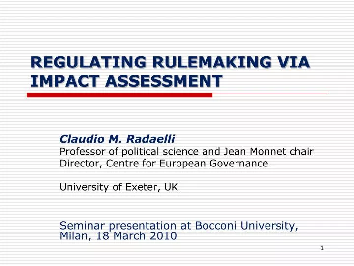 regulating rulemaking via impact assessment