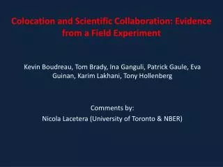 Colocation and Scientific Collaboration : Evidence from a Field Experiment