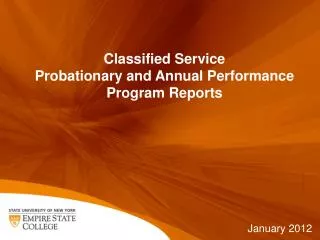 Classified Service Probationary and Annual Performance Program Reports